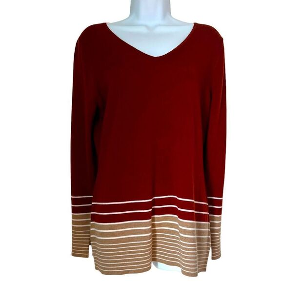 Pendleton Sweaters - Pendleton Women’s 100% Merino Wool Long Sleeve V Neck Rusty Red Sweater Size M